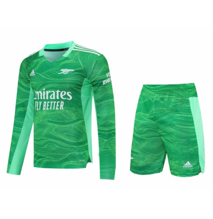 2021/22 Arsenal Long Sleeve Green Goalkeeper Soccer Kit Shirt with Shorts